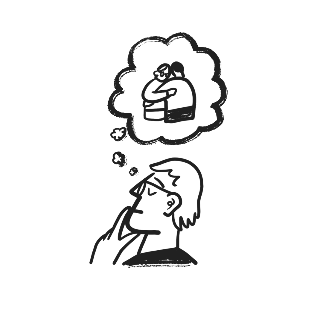 Man thinking of a hug